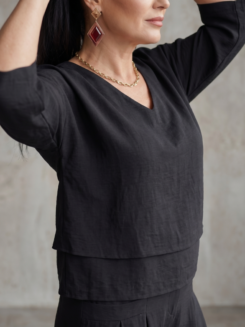River | Layered Top and Wide Leg Trouser Set