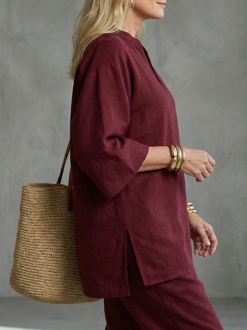 Georgiana | V-Neck Tunic and Gathered Trouser Set