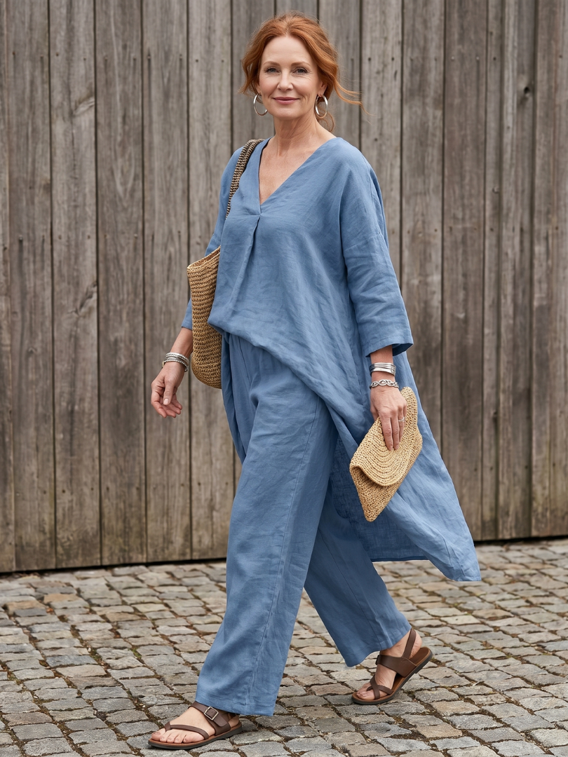 Onyx | Relaxed Tunic Top and Wide Leg Trouser Set