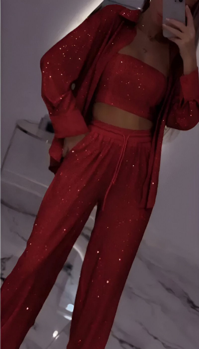 Fioralba | Sequin Lounge Set – Three Piece