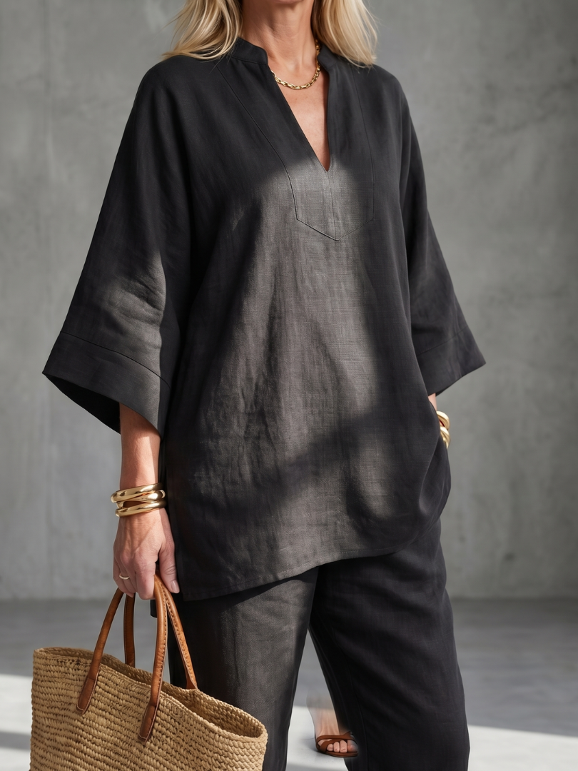 Georgiana | V-Neck Tunic and Gathered Trouser Set