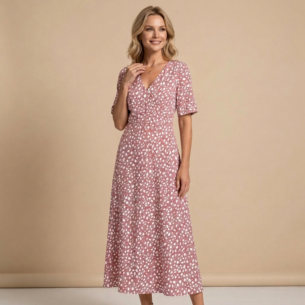 Clara | Elegant Midi Dress with Tummy Concealing Design
