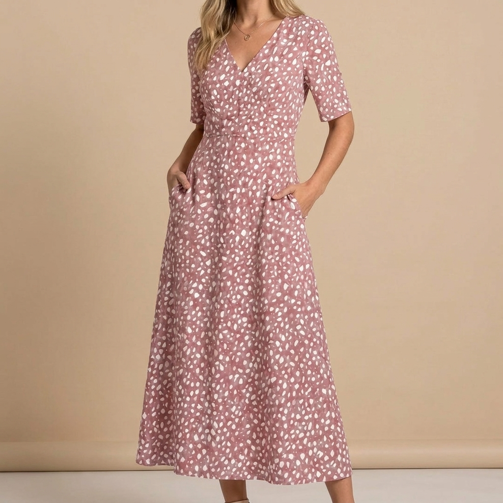 Clara | Elegant Midi Dress with Tummy Concealing Design
