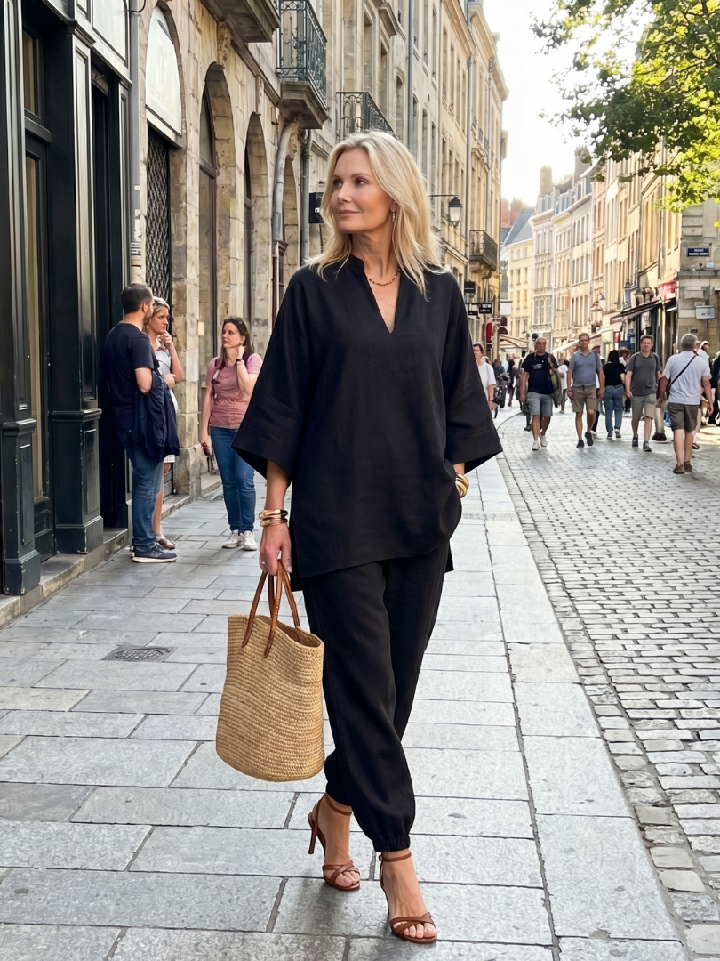 Georgiana | V-Neck Tunic and Gathered Trouser Set