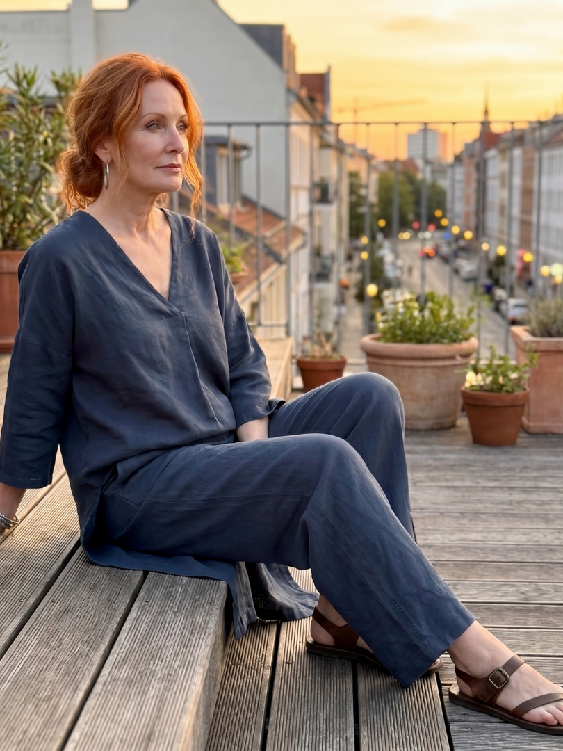 Onyx | Relaxed Tunic Top and Wide Leg Trouser Set