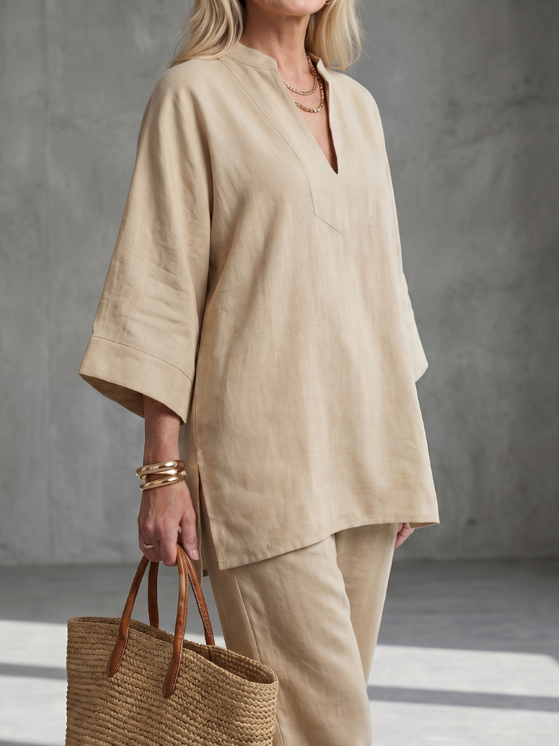 Georgiana | V-Neck Tunic and Gathered Trouser Set