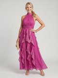 Orea | High Neck Gathered Ruffle Tiered Maxi Dress