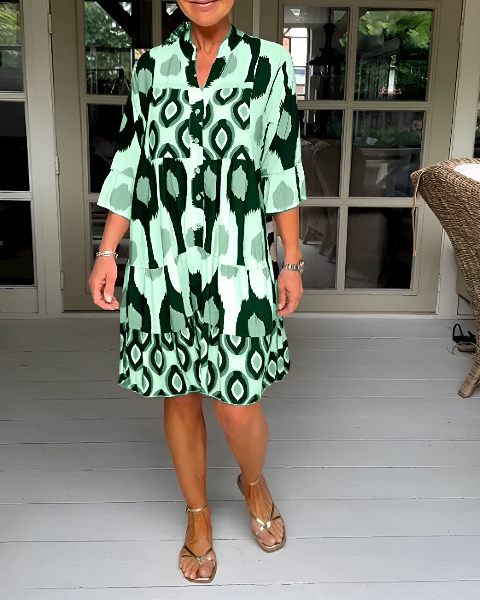 Parker™ | Geometric Tiered Midi Dress
