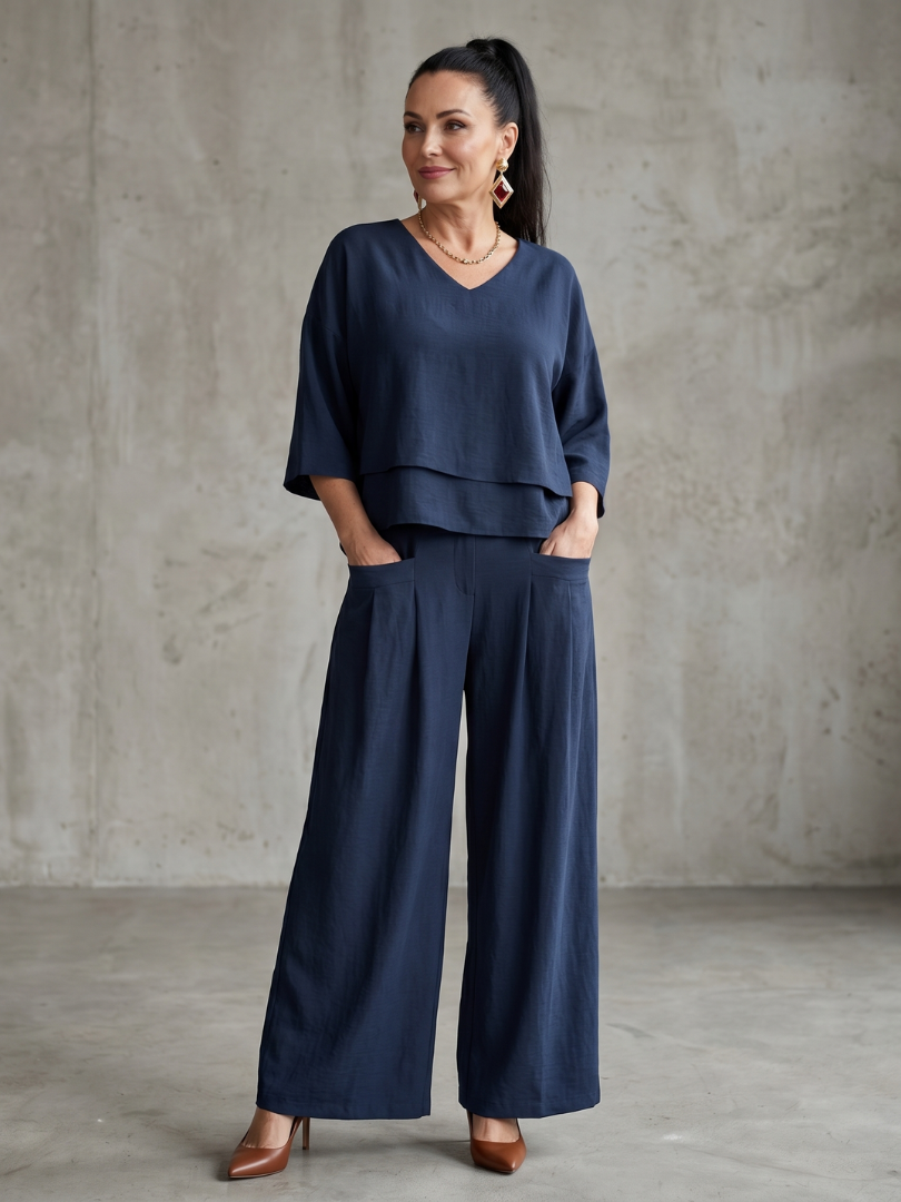 River | Layered Top and Wide Leg Trouser Set