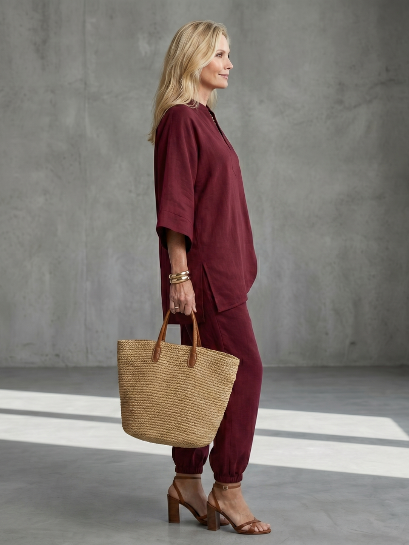 Georgiana | V-Neck Tunic and Gathered Trouser Set