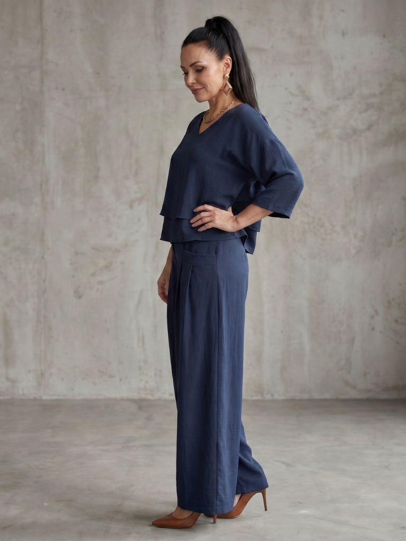River | Layered Top and Wide Leg Trouser Set