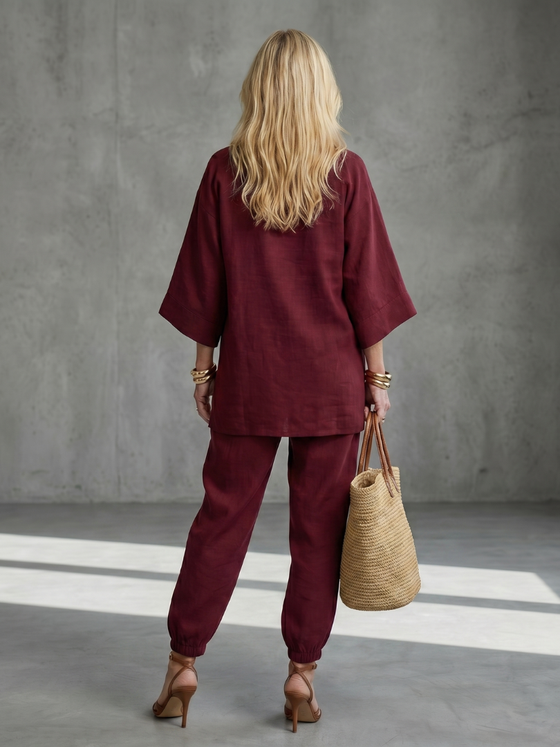 Georgiana | V-Neck Tunic and Gathered Trouser Set