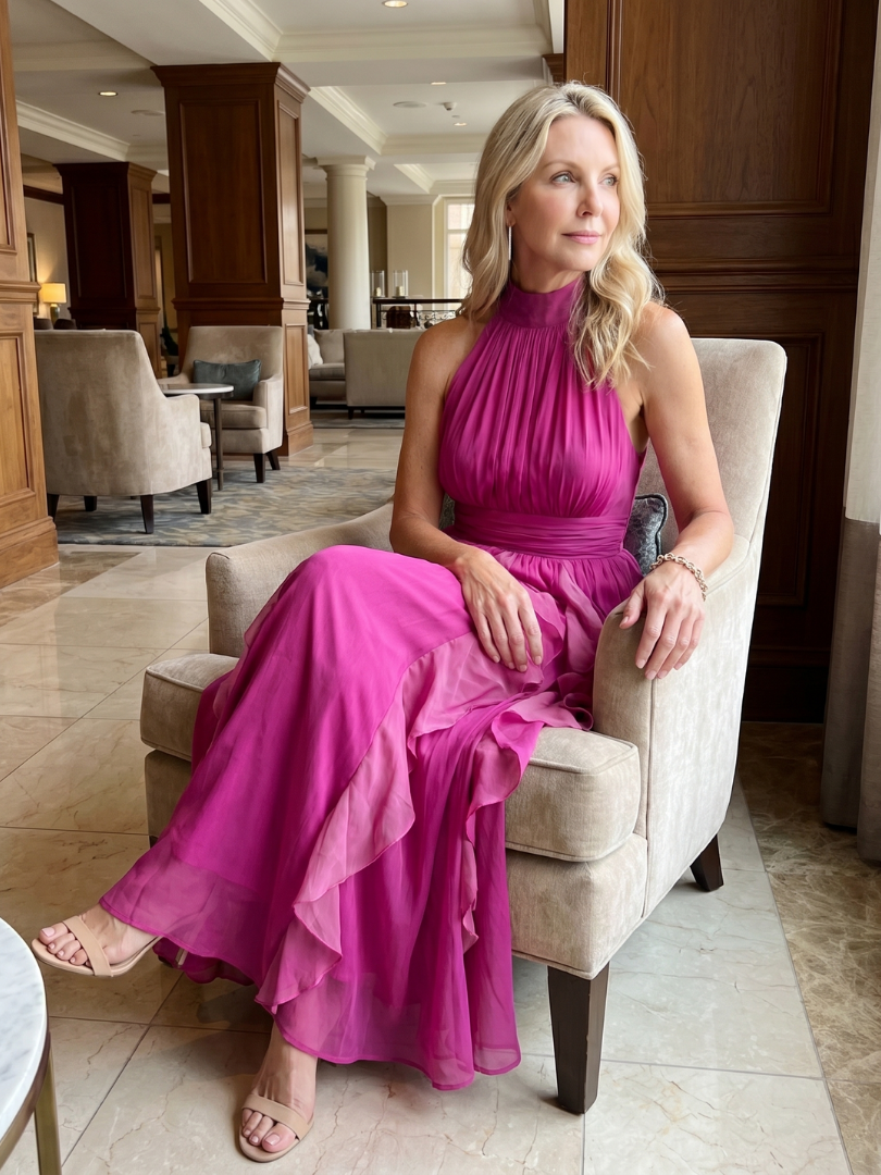 Orea | High Neck Gathered Ruffle Tiered Maxi Dress