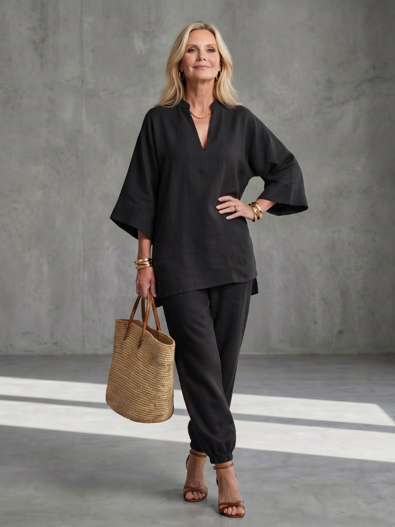Georgiana | V-Neck Tunic and Gathered Trouser Set