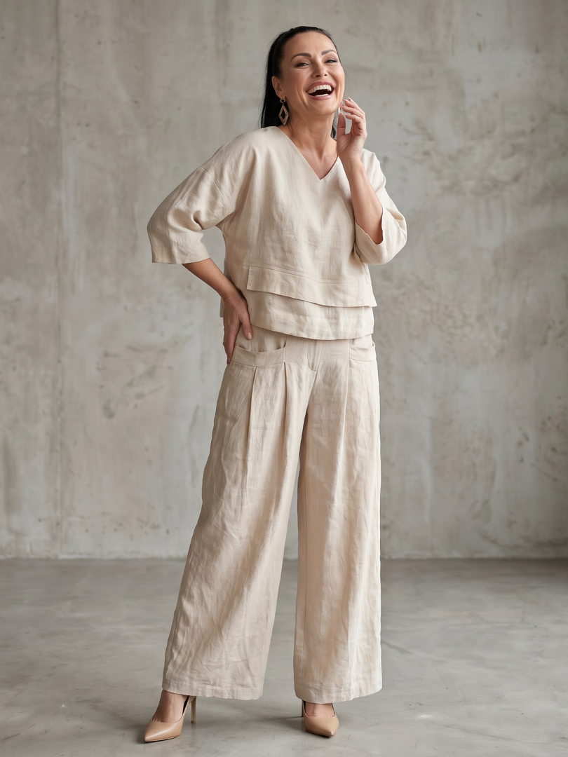 River | Layered Top and Wide Leg Trouser Set