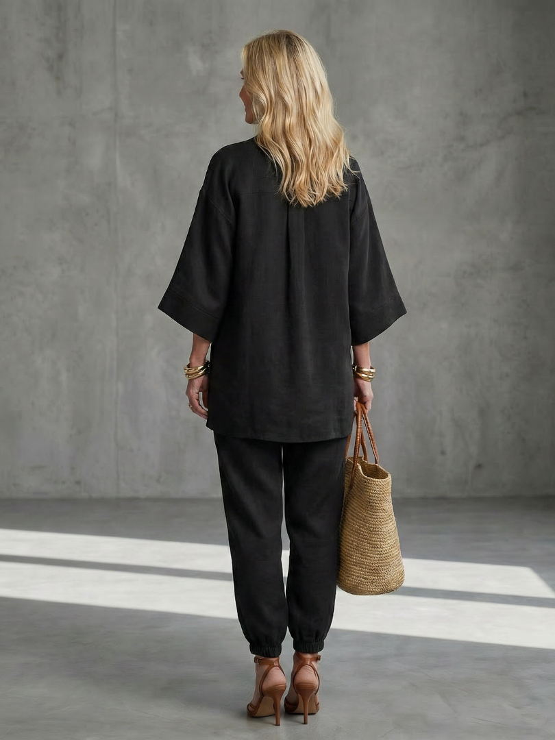 Georgiana | V-Neck Tunic and Gathered Trouser Set