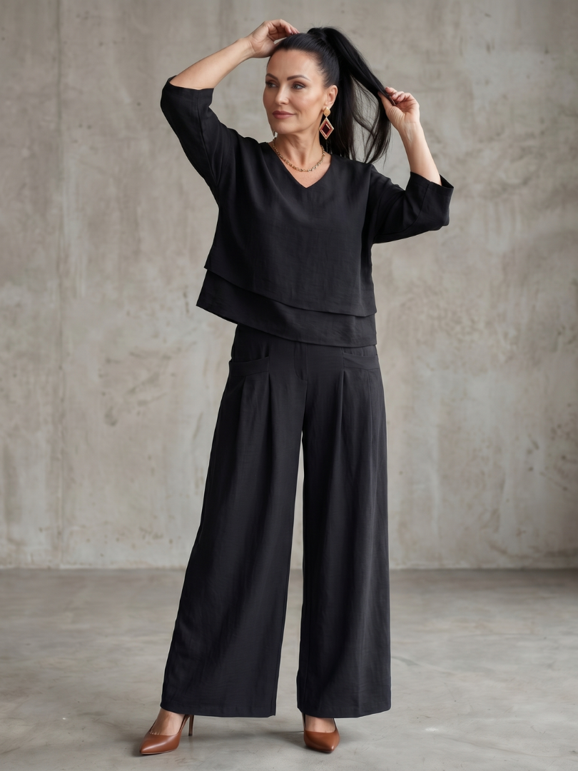 River | Layered Top and Wide Leg Trouser Set