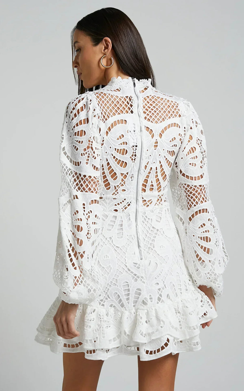 Lilly - Elegant Stand Collar Mini Dress