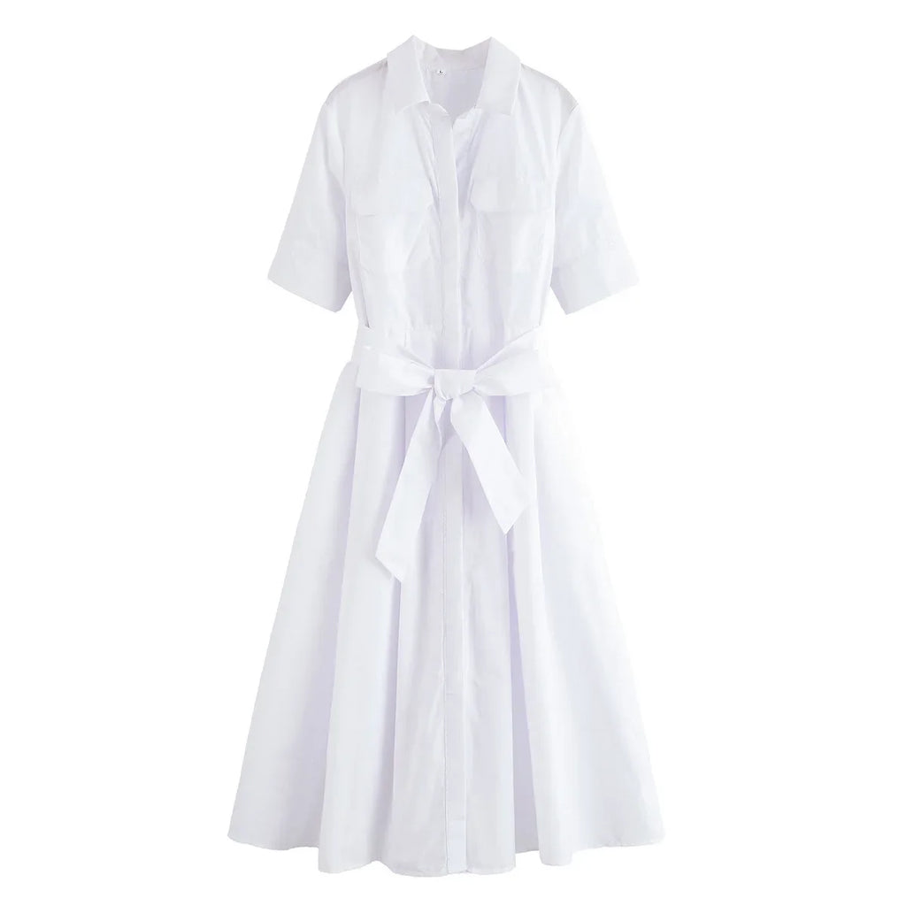Margot | Short Sleeve Pocket Shirt Dress