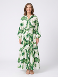 Sabine - Long Sleeve Tie Waist Tiered Maxi Dress
