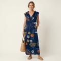 Josette | Ruffle V-Neck Linen Maxi Dress 7